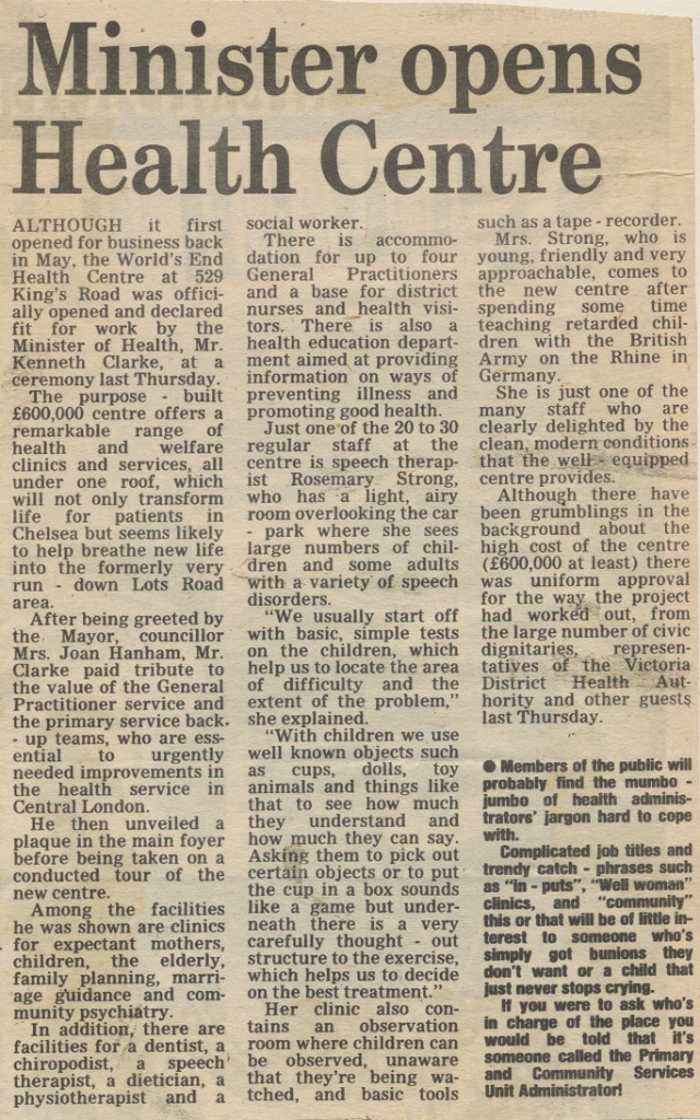 19830715 HEALTH MINISTER KENNETH CLARKE OPENS WORLDS END HEALTH CENTRE CN.jpg